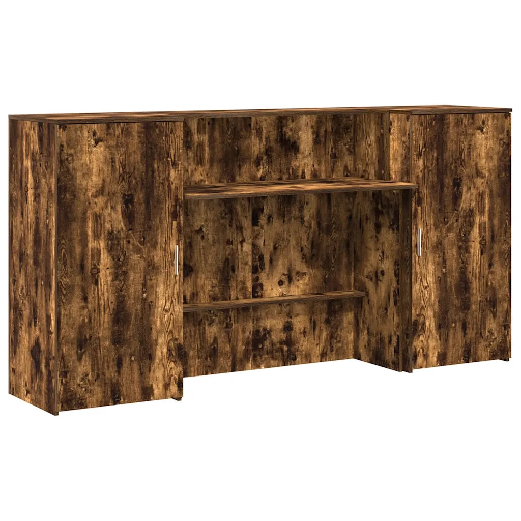 Banco Reception | Scrivania | Tavolo da Ufficio Rovere Fumo 200x50x103,5cm in Legno Multistrato