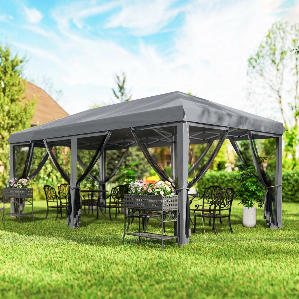 Tonnelle 6x3m Pop-up con Zanzariere ¨C Zephmum ¨C Grigio