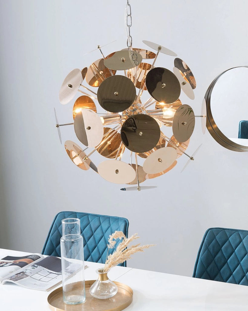 Lampada a Sospensione Paralume in Metallo Rame 4 Luci Industrial Art Deco