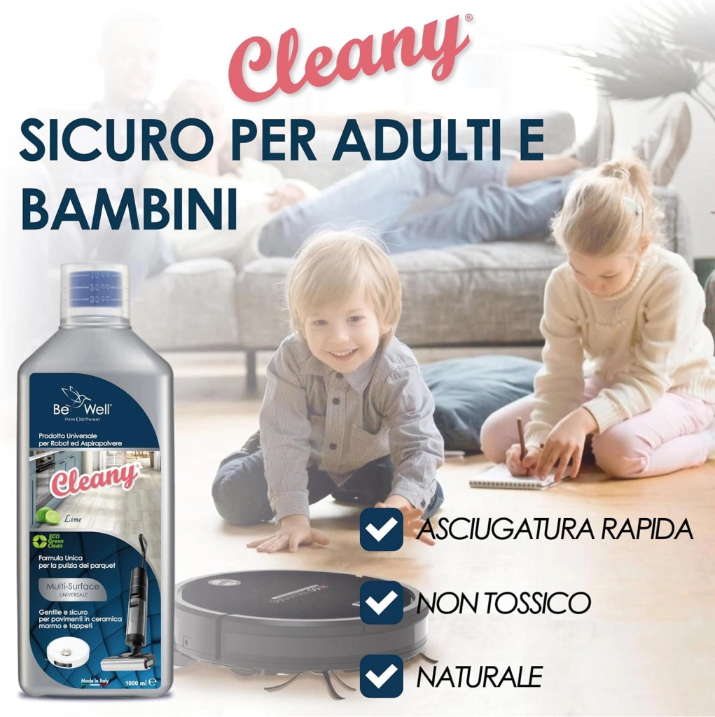 PHURE Detergente Concentrato per Robot Lavapavimenti e Aspirazione con Igienizzante Multisurface 1000ml pulizia senza aloni e sostenibile Adatto a tutti i Robot (LIME)