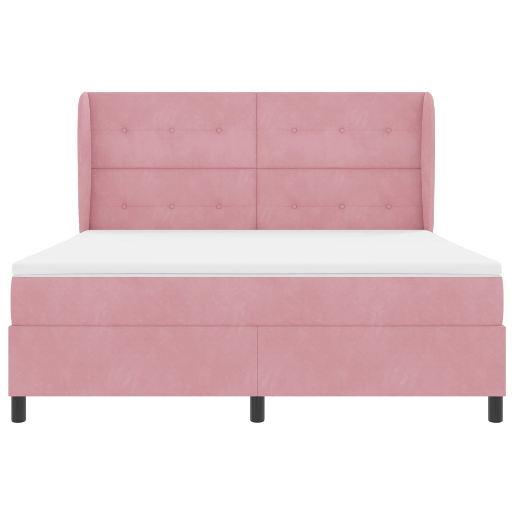 Letto Box Spring con Materasso Rosa 180x200 cm Velluto