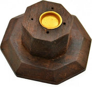 Supporto per Sticchi di Incenso in Legno di Sheesham con Statua del Buddha, Altezza 31cm, Base 7.5 x 7.5cm