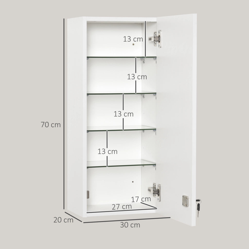Armadietto Pronto Soccorso 5 Ripiani Vetro ¨C zephmum ¨C 30x20x70 cm Bianco