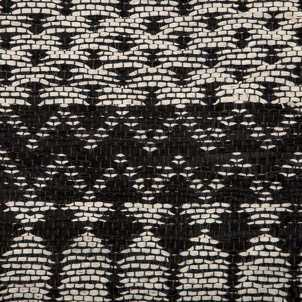 Tappeto tappetino Nero con Rettangolo Bianco 140 x 200 cm Moderno Contemporaneo Telato a mano in pelle di cotone fatto a mano