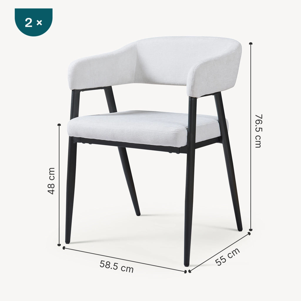 Set Kohlmand di 2 Sedie Imbottite da Sala Pranzo con Rivestimento in Tessuto - Grigio Chiaro [en.casa]