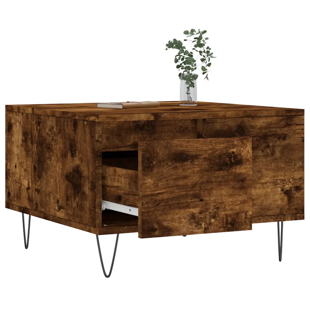 Tavolino da Salotto Rovere Fumo 55x55x36,5 cm Legno Multistrato 830761