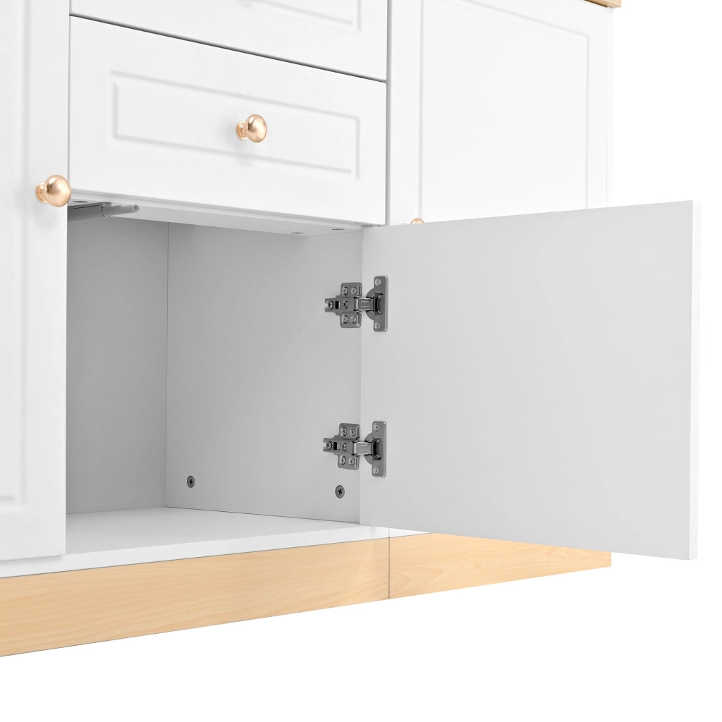 OKWISH Credenza Contenitore con 3 Ante, 2 Cassetti e Ripiani Regolabili, per Soggiorno e Sala da Pranzo, 135,5×39×76 cm