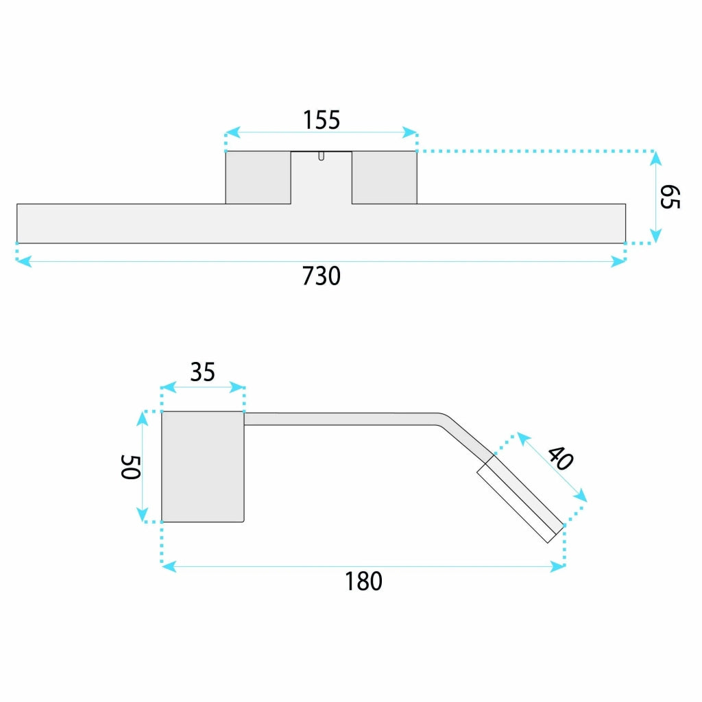 Applique Da Bagno Led Swe013-1w Swe012-1w 73cm Black