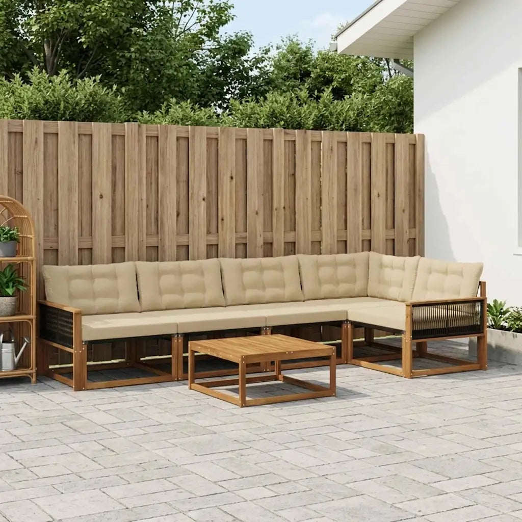 Set di divani da esterno con cuscino 6 pcs Naturale e Beige 3381441