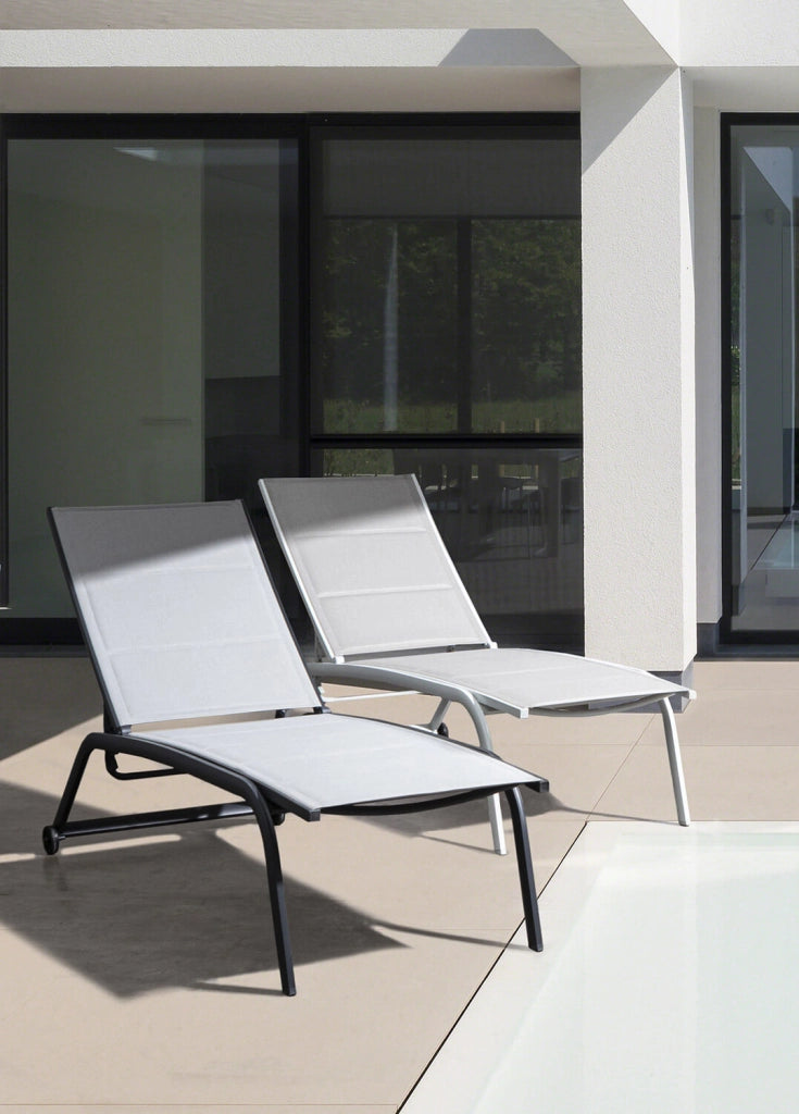 Lettino Prendisole da Giardino 61x192x105 cm con Ruote in Alluminio Antracite