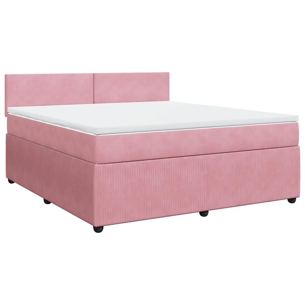 Giroletto a Molle con Materasso Rosa 180x200 cm in Velluto