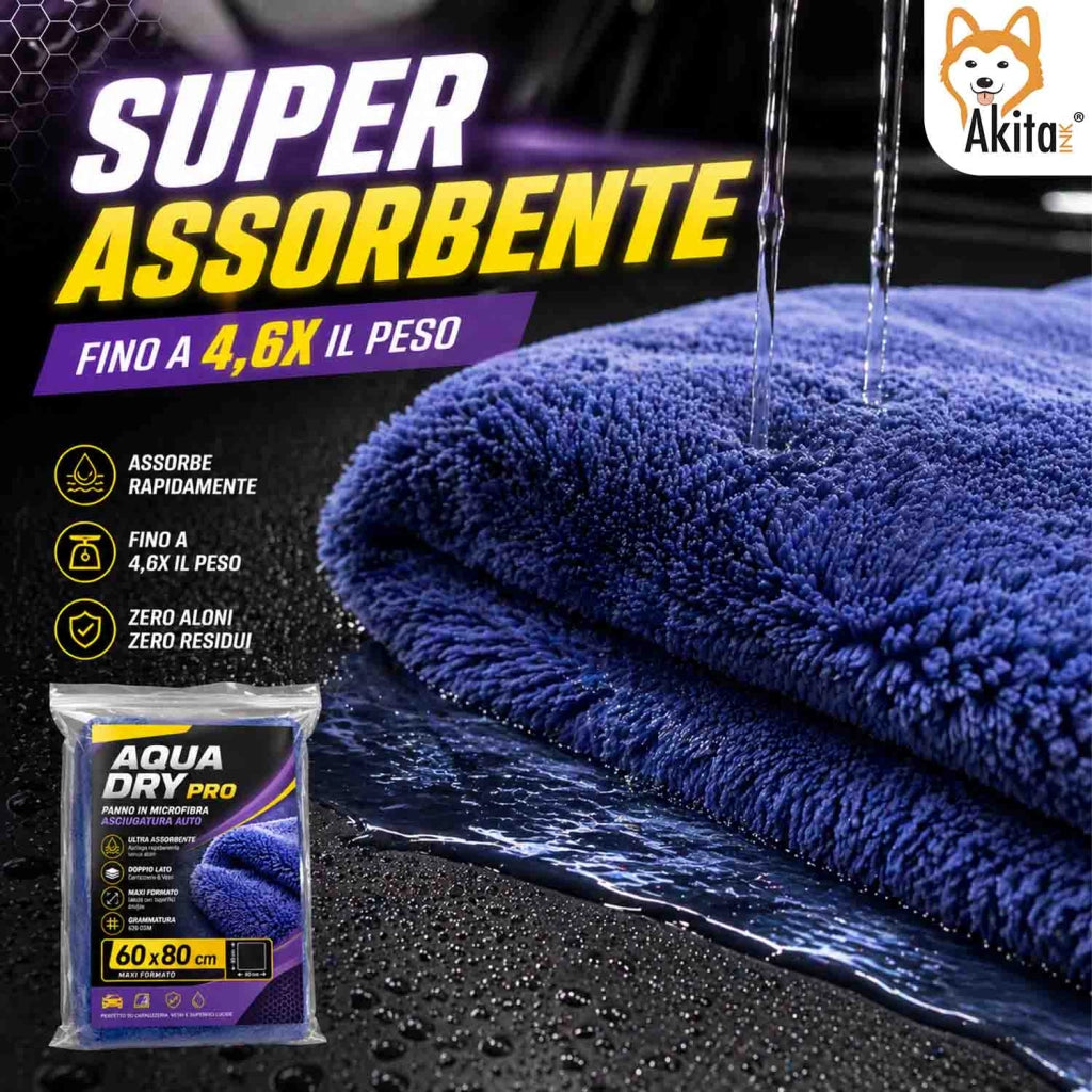 Akitaink Panno Auto Microfibra 60x80 cm 620 GSM Asciugatura