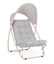 Poltrona da Giardino con Cuscini e Tettuccio 113x86x142h cm in Acciaio e Textilene Taito Grigio Chiaro
