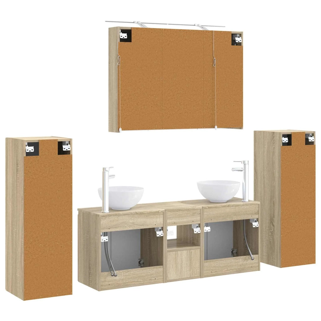 Set di mobili per il bagno 6 pcs Rovere Sonoma 3407145
