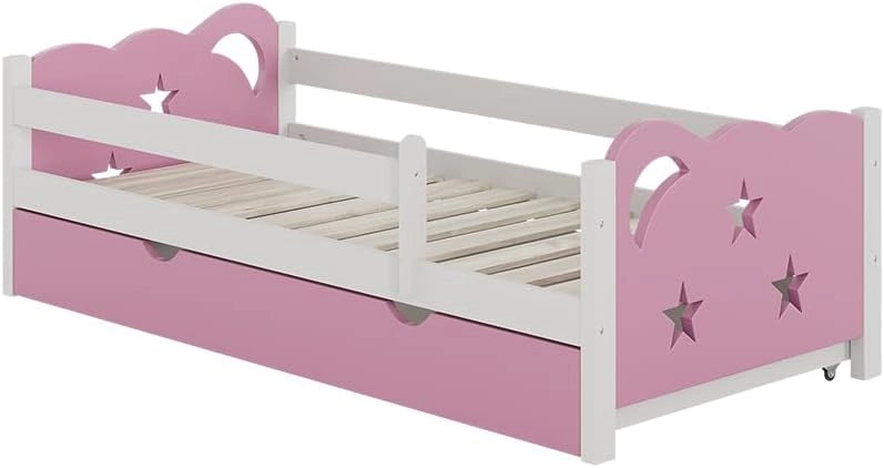 letto per bambini Jessica, Grigio, 70x140 cm con cassetto e materasso, estendibile come letto per ragazzi, combinabile con la serie Jessica