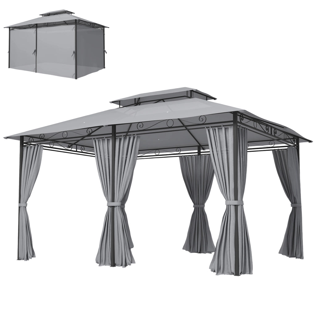 Gazebo da giardino con tende e tetto ventilato ¨C zephmum ¨C antracite