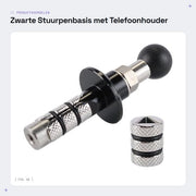 Supporto per Sterzo Nero - Ospita Telefono - Per Sterzi da 12 a 25,4 mm - Minima Profondità del Cuscinetto 38 mm - Incluso 1 x Pedale per Sterzo - Supporto per Motore