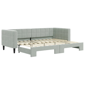 Divano Letto con Letto Estraibile Grigio Chiaro 80x200 Velluto 3196684