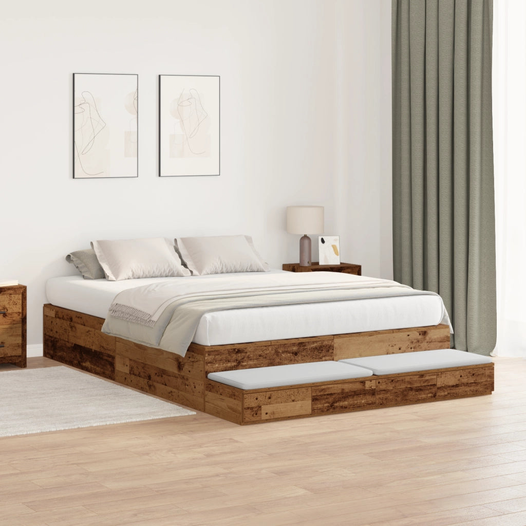 Struttura Letto con Contenitore in Legno Vecchio 150x200 cm