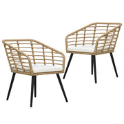 Sedie da Giardino 2 pz con Cuscini in Polyrattan Rovere