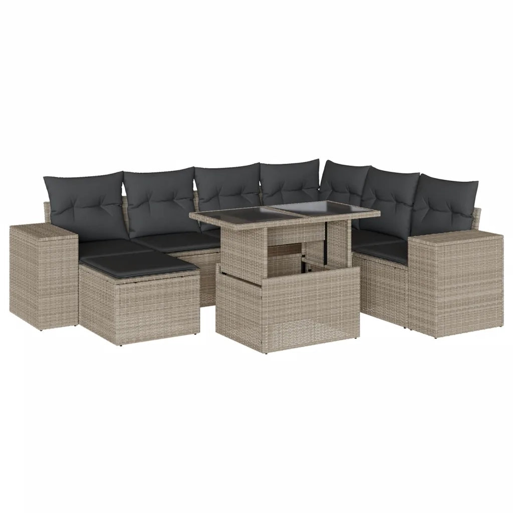 Set Divano da Giardino 8pz con Cuscini Grigio Chiaro Polyrattan 3269332