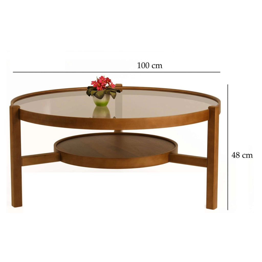 Olzai, Tavolino da Salotto un Vano, 100x100x48h cm Marrone Noce