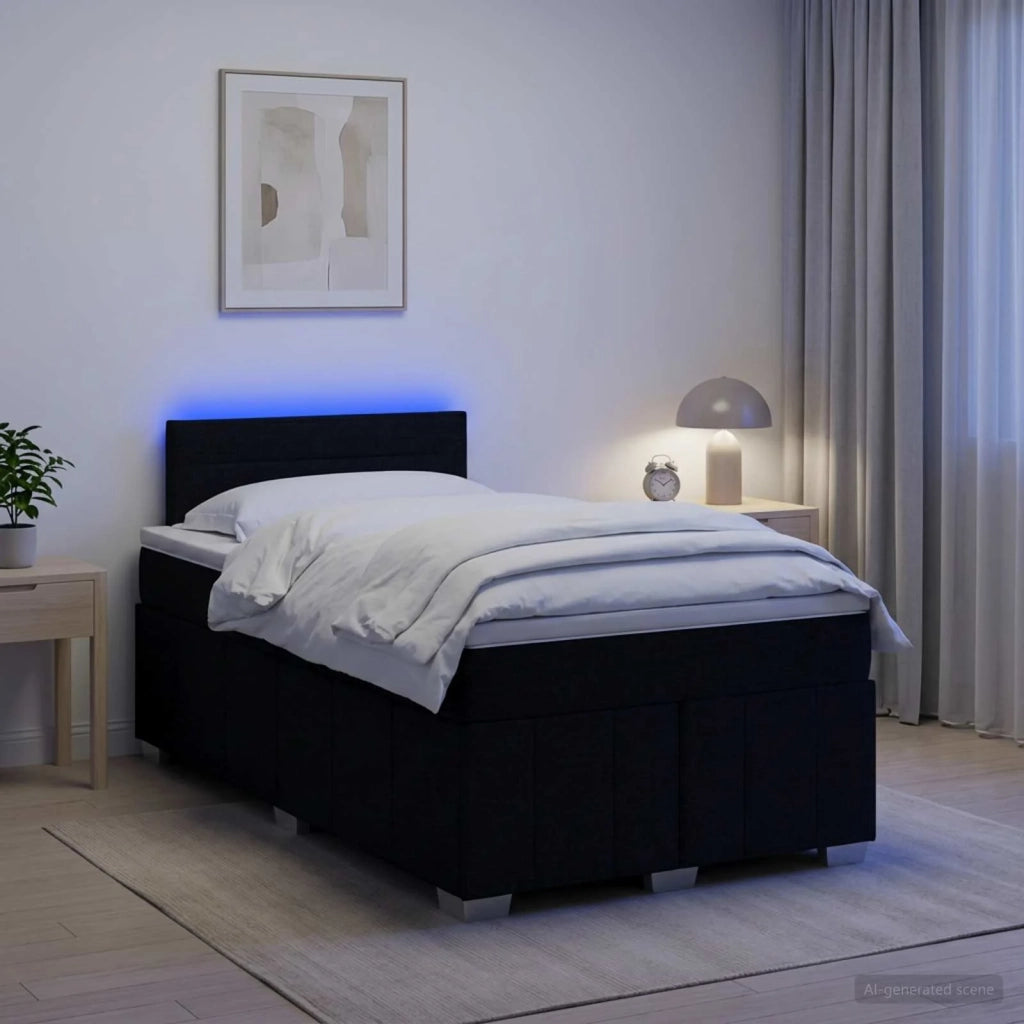 Letto box spring con materasso Nero 120 x 190 cm Tessuto 3452623