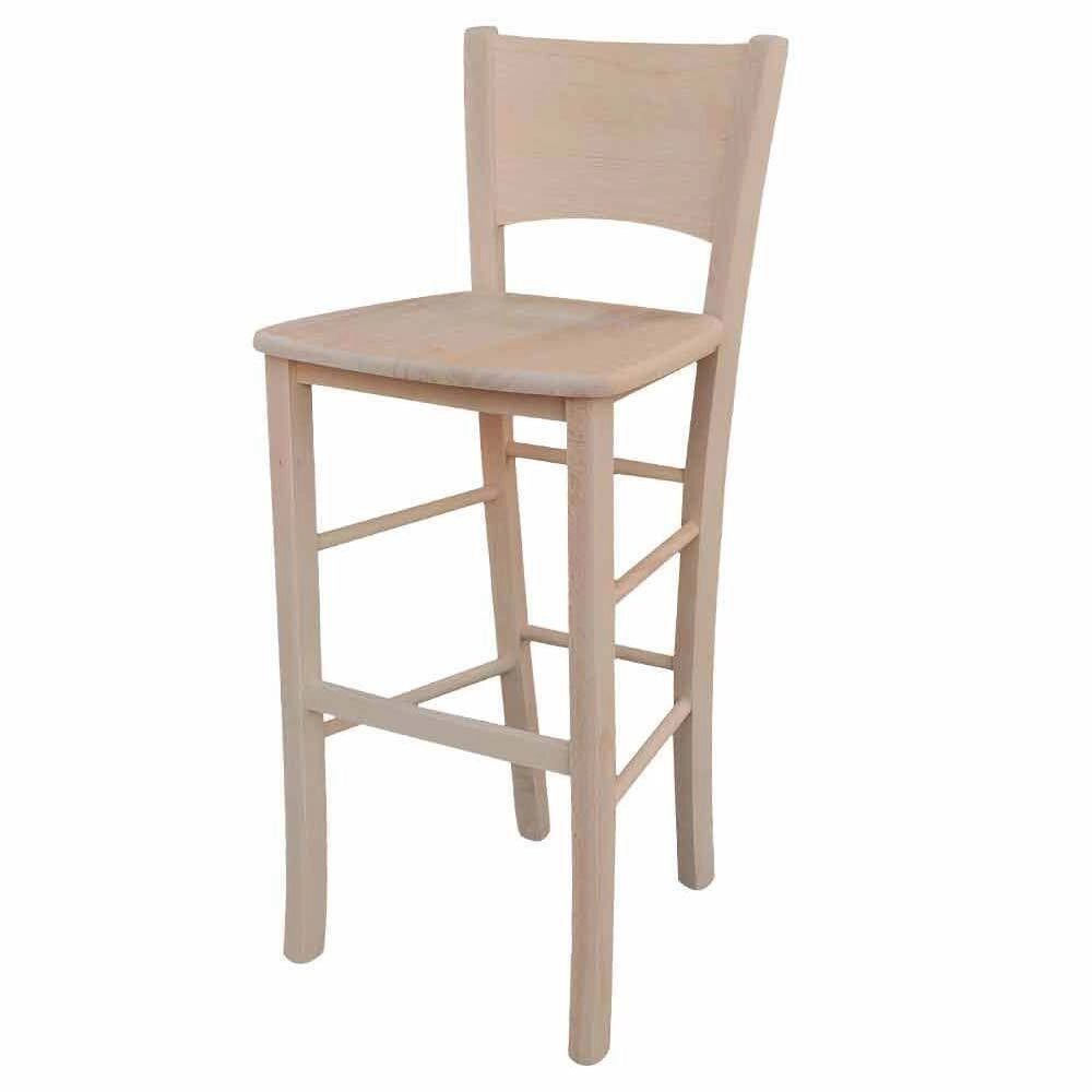 Sgabello Lucy in legno di faggio grezzo da verniciare con seduta in massello H73