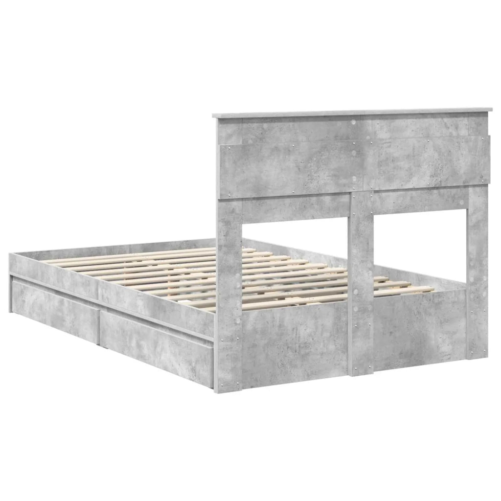 Letto con Contenitore con testiera Grigio cemento 135 x 190 cm 3409920