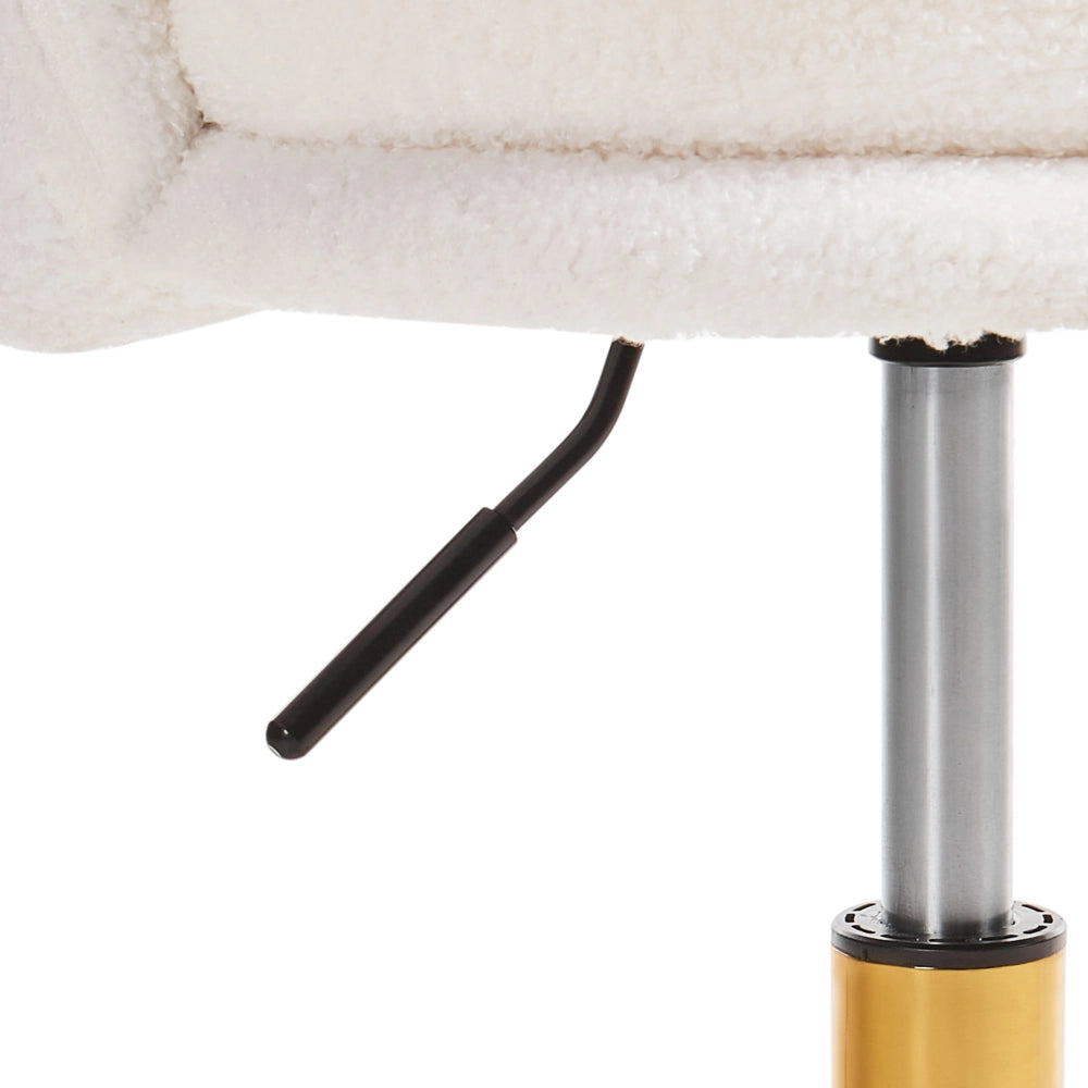 Sedia da ufficio in tessuto bouclè di colore bianco con base girevole altezza regolabile elegante moderna