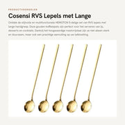 Set di Cucchiai in Acciaio Inossidabile 5 Pezzi - Manico Lungo - Cucchiaio per Sorbetti - Cucchiaio da Tè - Ideali per Desserti - Finitura Oro