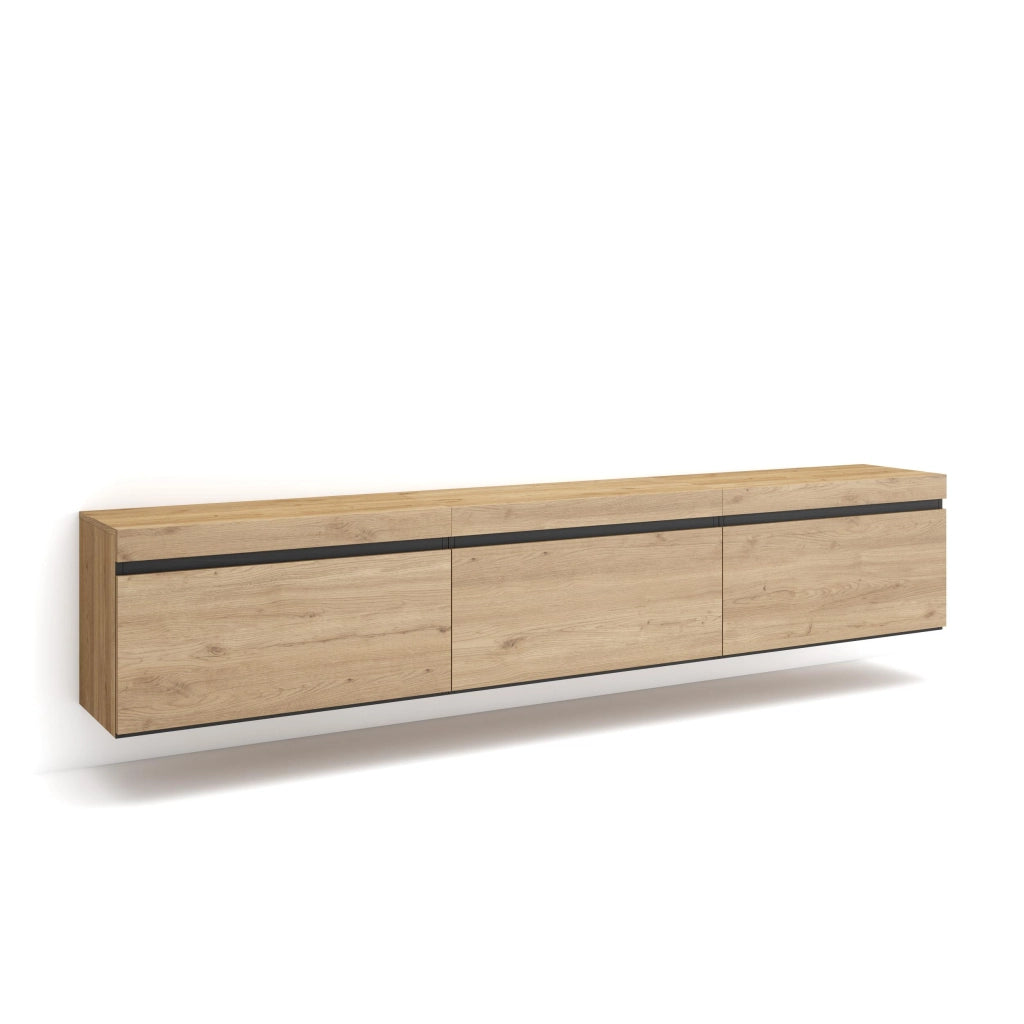 Mobile TV Soggiorno, 240x35x45cm, da appendere, colore Rovere RF3600