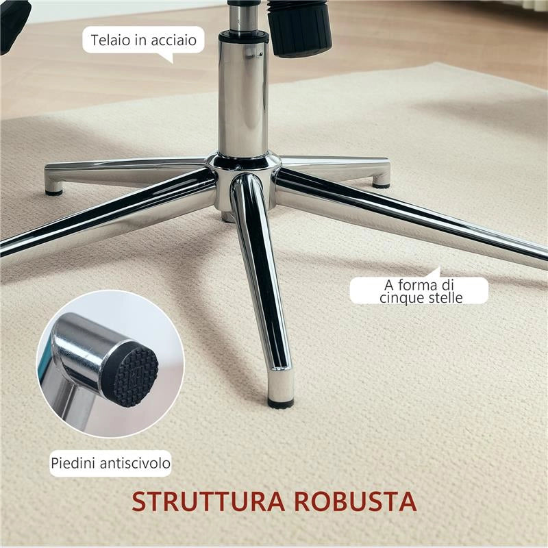 POLTRONCINA DA SALOTTO GIREVOLE CON BRACCIOLI IN VELLUTO, CON DONDOLO E ALTEZZA REGOLABILE, GRIGIO SCURO
