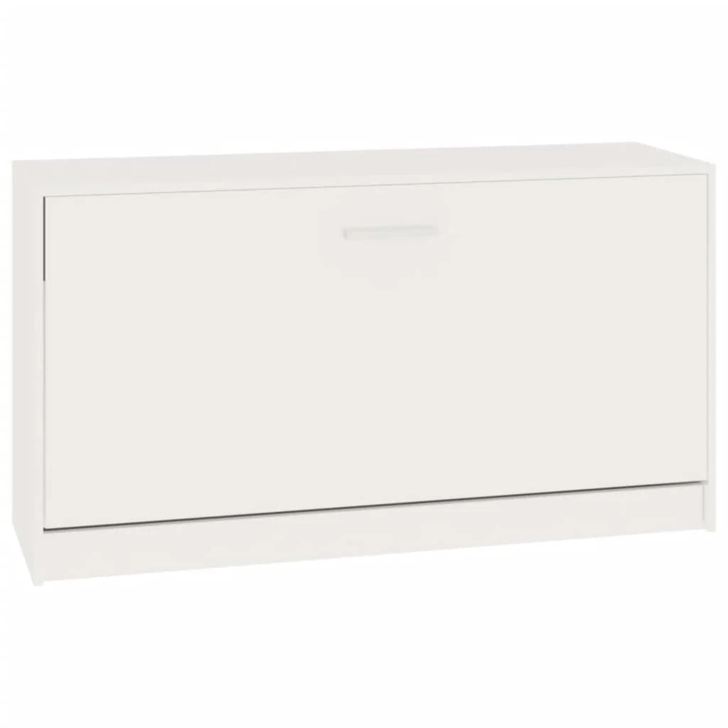 Panca portascarpe/stivali cassettiera mensola mobiletto portaoggetti per ingresso finitura lucida 80 x 24 x 45 cm legno ingegnerizzato bianco 02_0022904