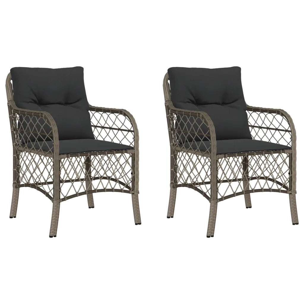 Sedie da Giardino con Cuscini 2 pz | Sedie da Esterno Grigie in Polyrattan