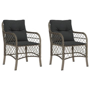 Sedie da Giardino con Cuscini 2 pz | Sedie da Esterno Grigie in Polyrattan
