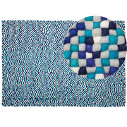 tappetino Tappeto Blu 160 x 230 cm Lana Feltro Palla Intrecciata a Mano