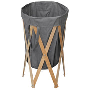Cesto della Biancheria Pieghevole Grigio Legno e Tessuto CFW3272206