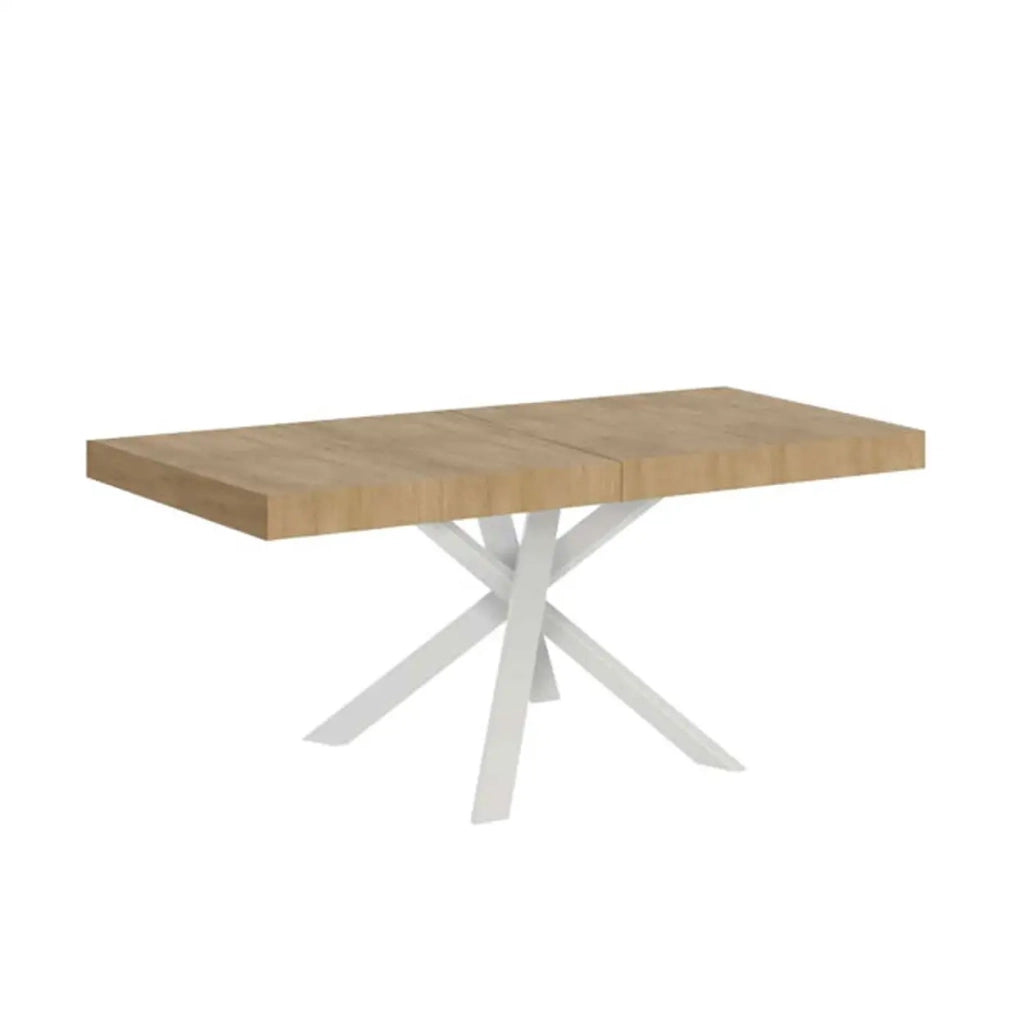 Tavolo allungabile 90/194x90 cm Clerk Premium colore quercia natura gambe bianche