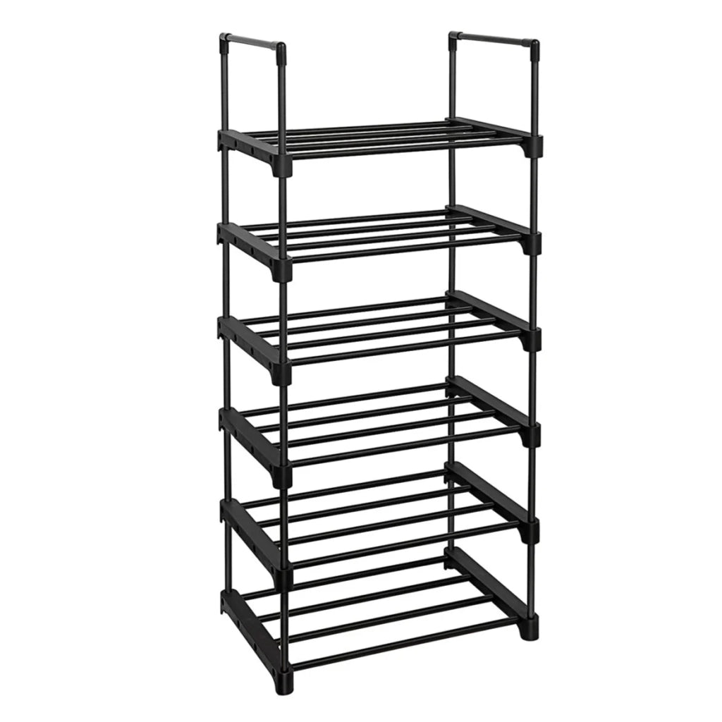 Scarpiera a 6 Ripiani Contenitore Versatile Personalizzabile Struttura in Ferro Salvaspazio per Ingresso Soggiorno Camera da Letto 45 x 30 x 106 cm Nero 12_0003578
