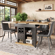Tavolo da pranzo allungabile con ripiani regolabili e ante magnetiche per cucina in MDF nero 110 × 80 × 75 cm