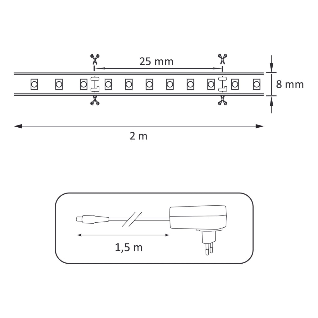 Kit striscia LED 12V 2m IP20 4000K 18W con alimentatore Polux