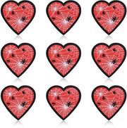 Pannelli di strizzatura a forma di cuore - 9 pezzi - 7x7cm - con filo - rosso - adatti per abbigliamento e DIY