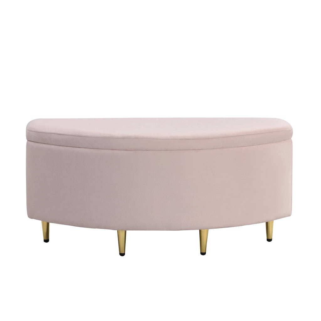 Panca imbottita in velluto con vano contenitore, 90 x 40 x 42 cm, rosa