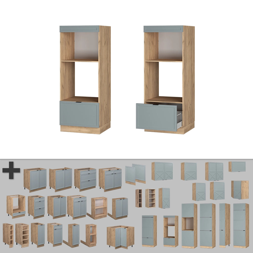 Vicco Set mobili bagno Blu-grigio chiaro 60 cm aperto