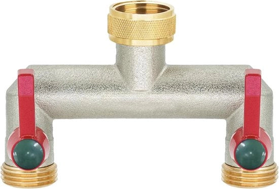 Distributore d'acqua - verniciato in rame - con rubinetti a sfera - regolazione della portata d'acqua - connessione per due dispositivi - 1 pezzo