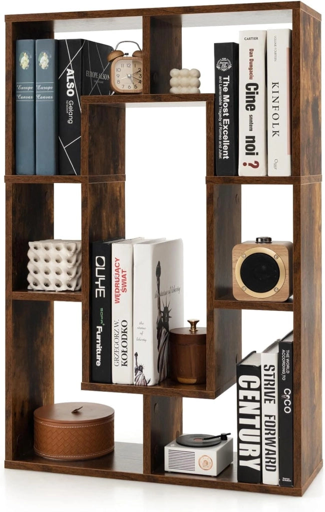 Scaffale per libreria, divisorio in legno, con 7 scomparti, 60 x 20 x 90 cm, per soggiorno, studio e camera da letto (bianco)