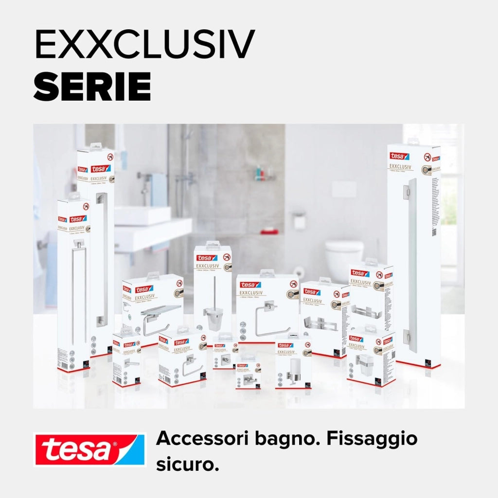 Exxclusiv Scopino WC, Autoadesivo, Look Acciaio Inox, Design Sofisticato, Inox Assicurato, 445mm x 98mm x 138mm