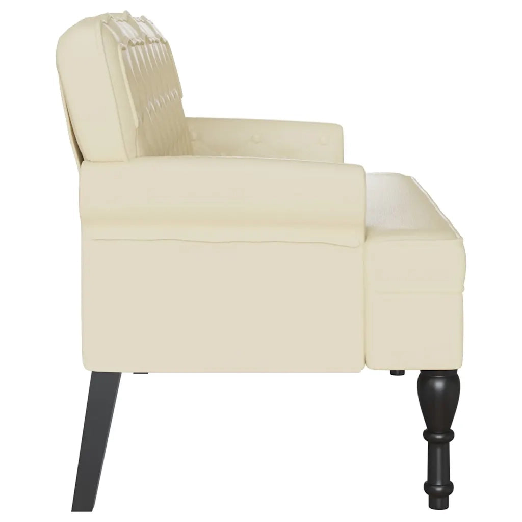 Panca Chesterfield-Sgabello-Divano Crema 119,5 x 64,5 x 75 cm Pelle Sintetica