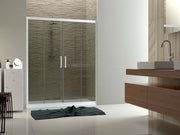 Porta box doccia scorrevole apertura centrale pvc bianco, cristallo 6mm h.190cm Forglas Trasparente 6mm,120/110 cm